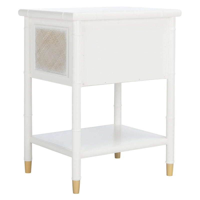 Table d'appoint à 2 tiroirs et 1 étagère avec cadre en bambou