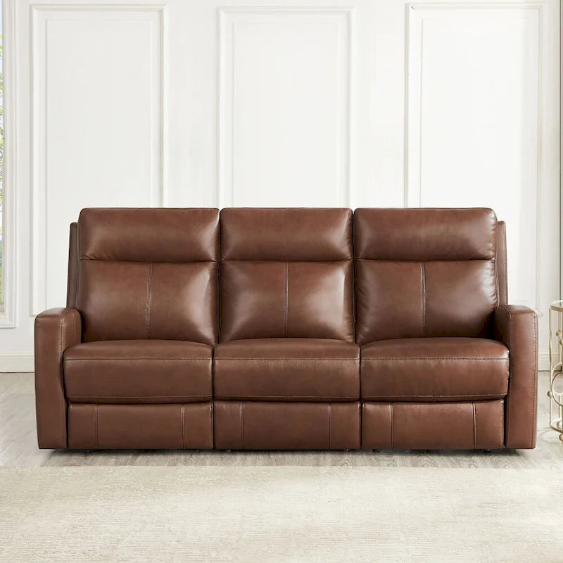 Zero Gravity Power Recline and Headrest Top Grain Leather Sofa