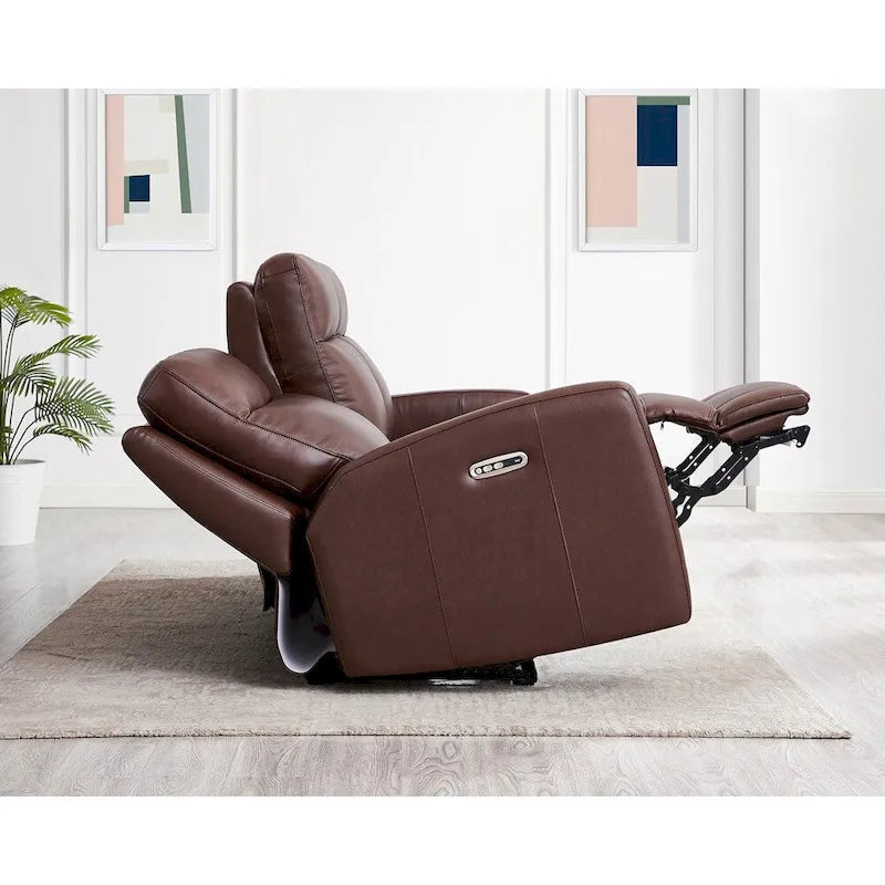 Zero Gravity Power Recline and Headrest Top Grain Leather Sofa
