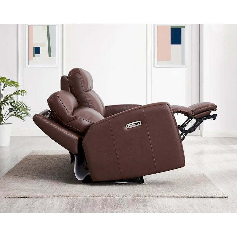 Zero Gravity Power Recline and Headrest Top Grain Leather Sofa
