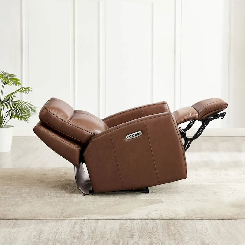 Zero Gravity Power Recline and Headrest Top Grain Leather Sofa