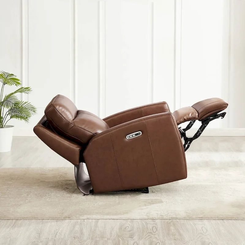 Zero Gravity Power Recline and Headrest Top Grain Leather Sofa