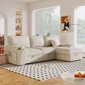 Upholstery Sleeper Sofa with Storage Bags and 2 Cup Holders on Arms