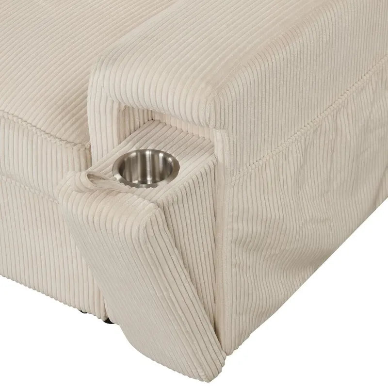 Upholstery Sleeper Sofa with Storage Bags and 2 Cup Holders on Arms