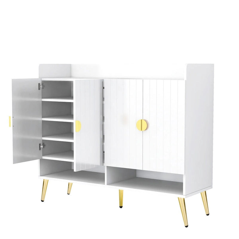 Shoe Cabinet with Doors, 11-Tier Shoe Storage Cabinet with Adjustable Shelves, Modern Wooden Shoes Shoe Storage Organizer