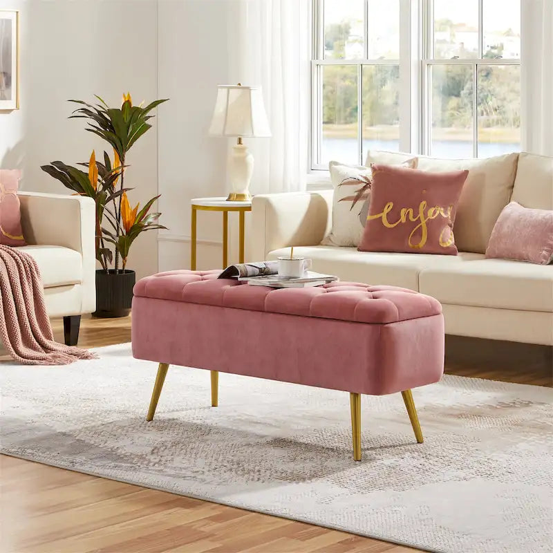 Modern Upholstered Ottoman Storage Bench - 43"L x 15"W x 20"H