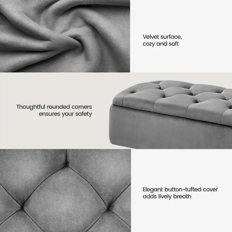 Modern Upholstered Ottoman Storage Bench - 43"L x 15"W x 20"H
