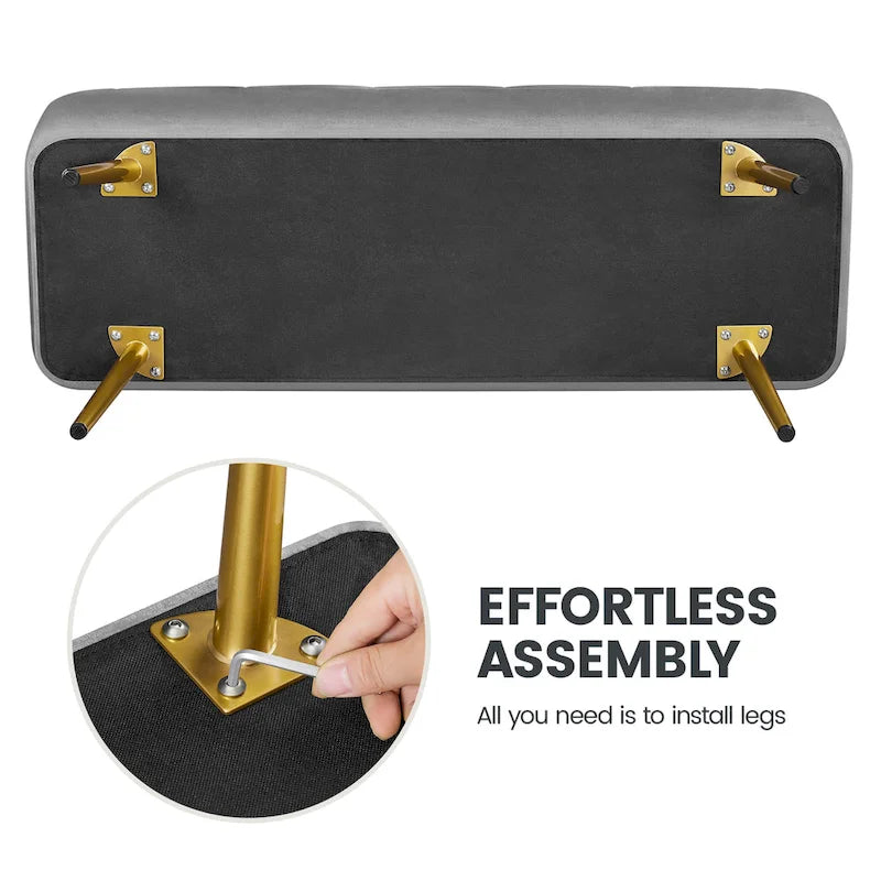 Modern Upholstered Ottoman Storage Bench - 43"L x 15"W x 20"H
