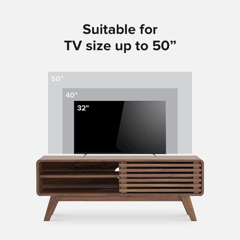 46" Mid-Century Modern TV Stand with Slatted Doors
