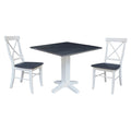 36" Solid Wood Square Dual Drop Leaf Dining Table with 2 Dining Chairs