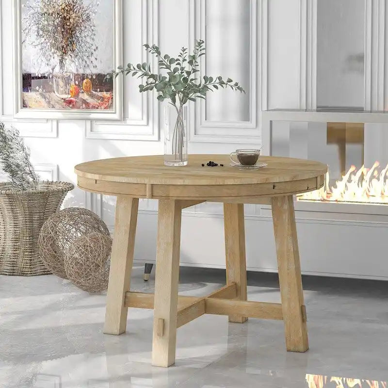 Farmhouse Extendable Adjustable Round/Oval Table, Player Poker Table, Dining Table, Kitchen Table