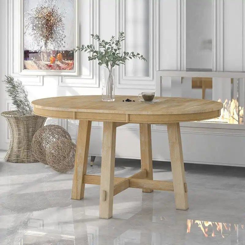 Farmhouse Extendable Adjustable Round/Oval Table, Player Poker Table, Dining Table, Kitchen Table