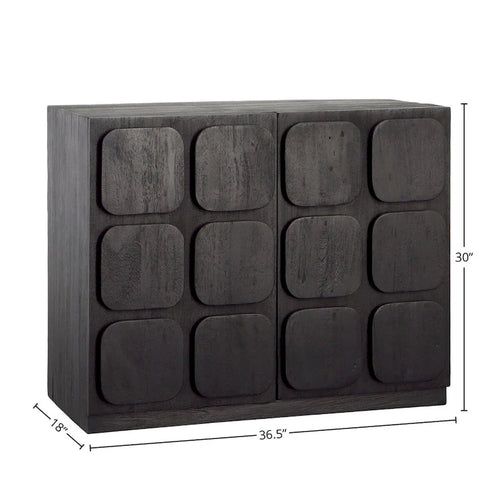 Bahut noir de 37" de large en bois exotique mixte