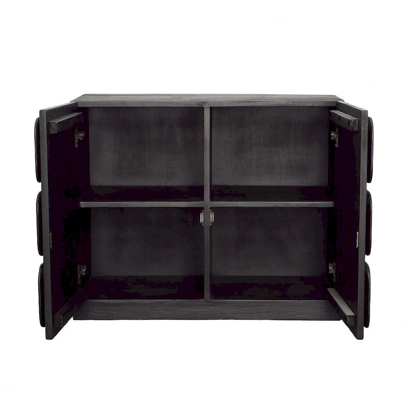 37" Wide Black Sideboard in Mixed Exotic Wood