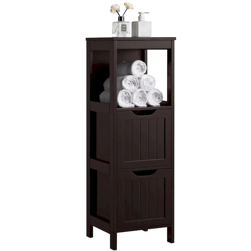 3-Tier Floor Bath Cabinet with 2 Hideaway Drawers and 1 Shelf
