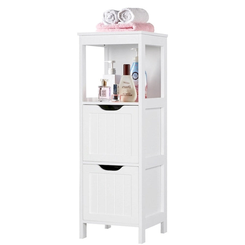 3-Tier Floor Bath Cabinet with 2 Hideaway Drawers and 1 Shelf