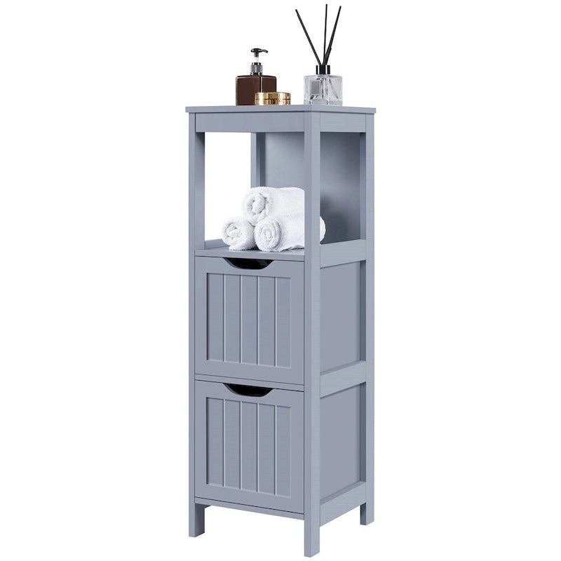 3-Tier Floor Bath Cabinet with 2 Hideaway Drawers and 1 Shelf