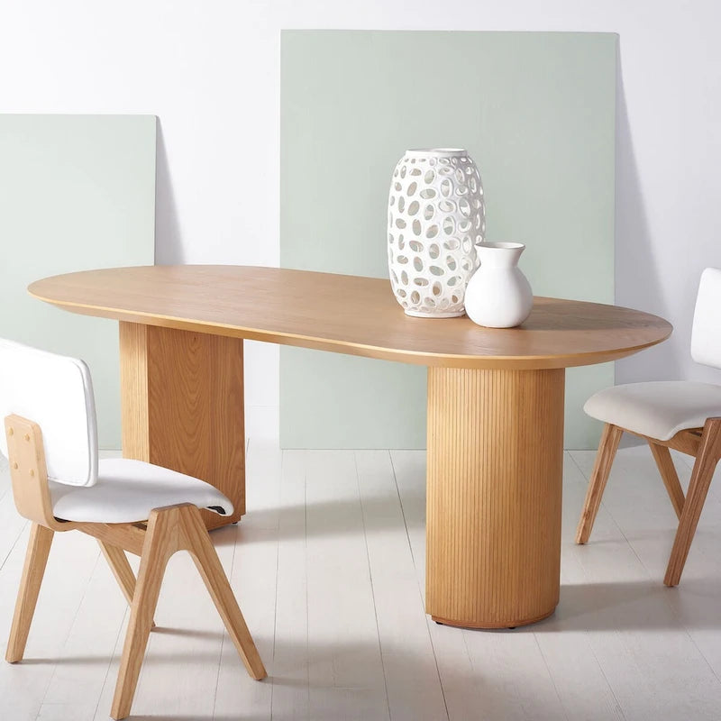 79" Wood Dining Table with Nordic-Inspired Design