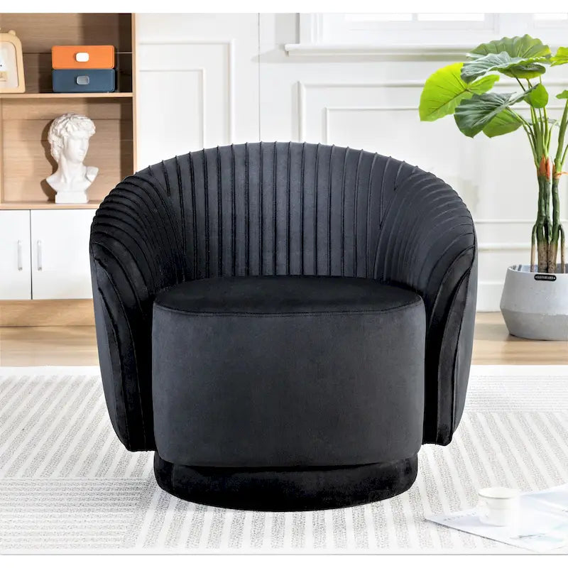 Petit fauteuil tonneau pivotant en velours Milvo